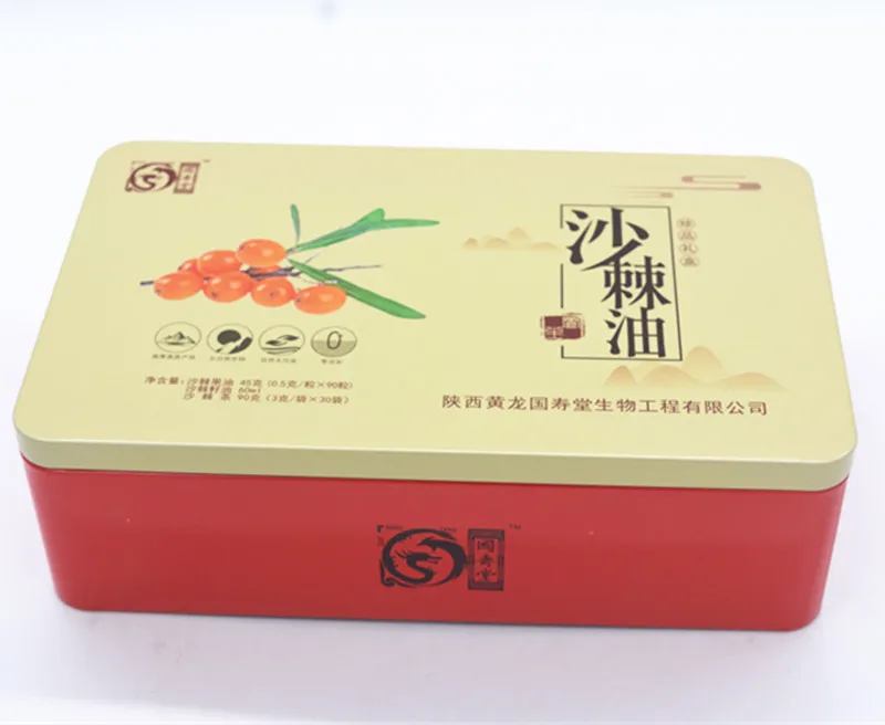 Factory customized rectangular tinplate metal packaging tin box food biscuit packaging is popular in China tin tea
