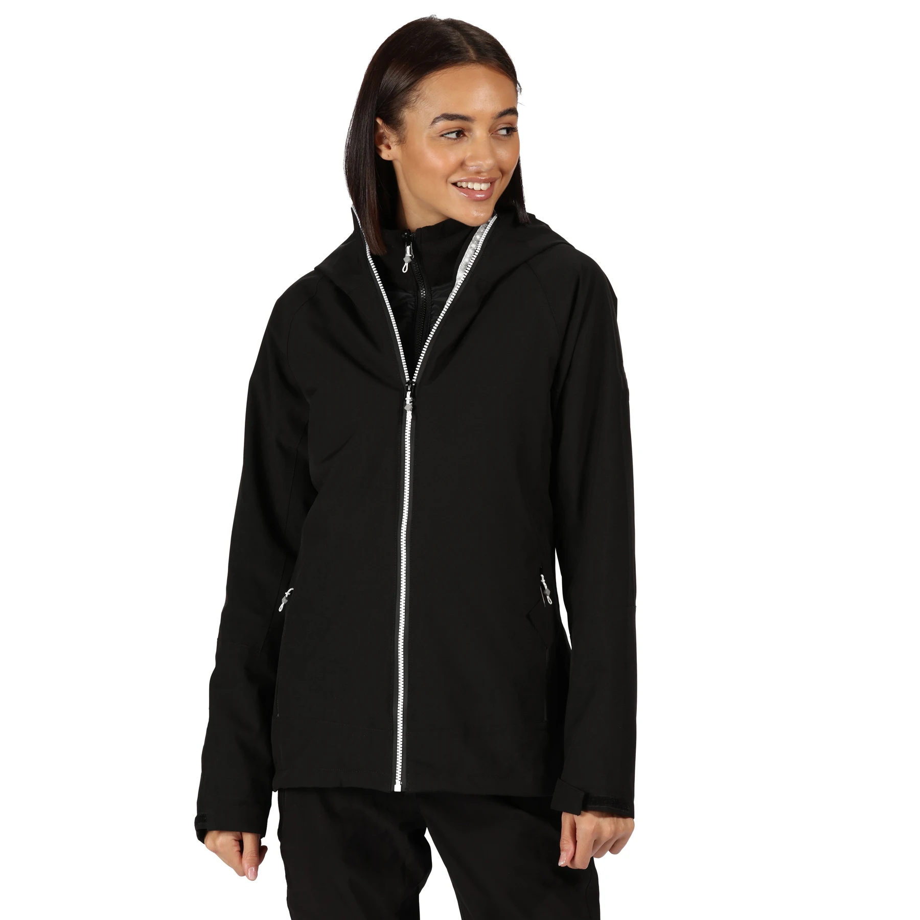 Модная Водонепроницаемая женская черная уличная пуховая куртка на молнии 3 в 1