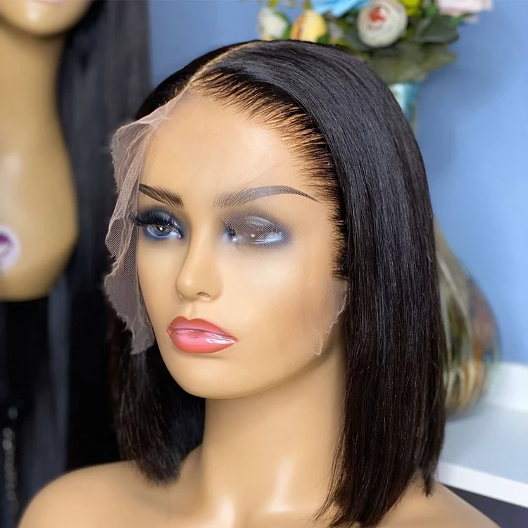High Quality Wholesale Lace Front  Hair Suppliers Cheap Human Hair  Wig 150 Density Straight Bob for black women