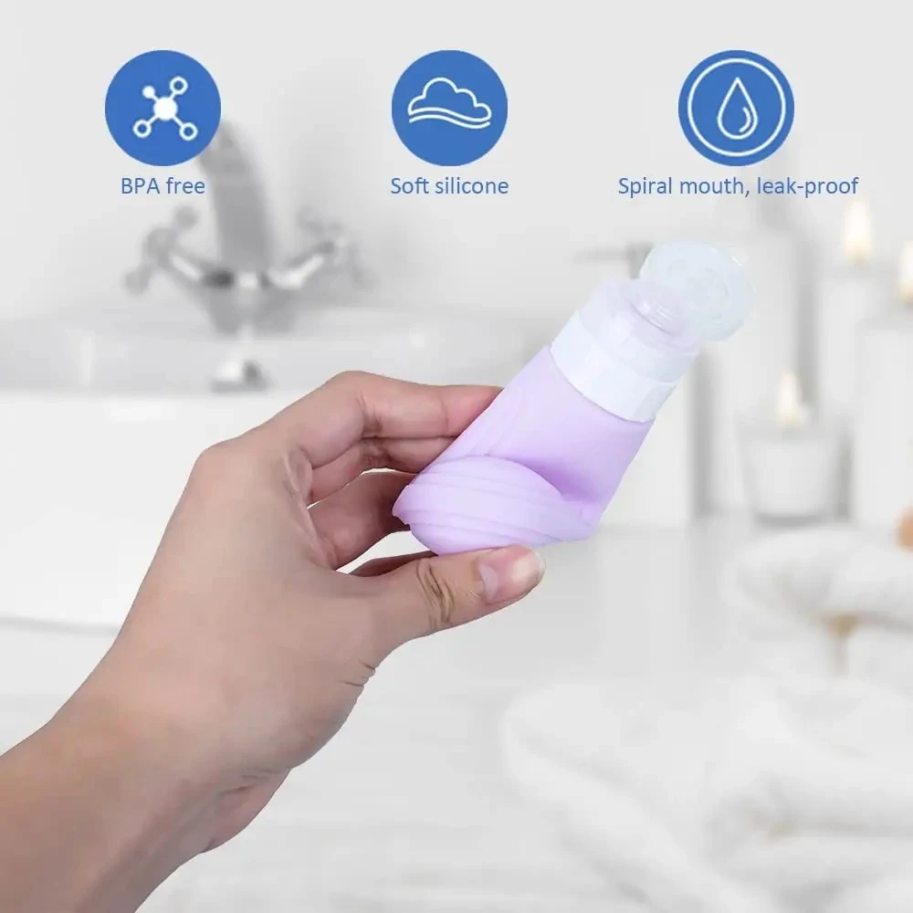 TSA Approved Portable Silicone Toiletries Containers Leak Proof Squeeze Silicon Liquid Travel Bottle Set Kit