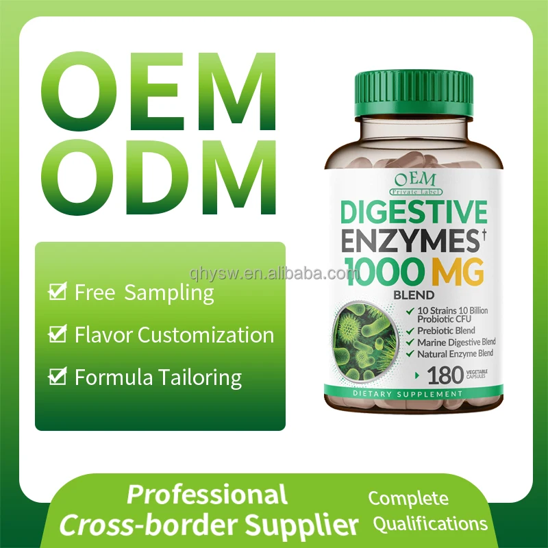 OEM ODM Natural Digestive Enzymes Capsules Supplement of Prebiotics with Probiotics Properties Digestive Enzymes Capsules