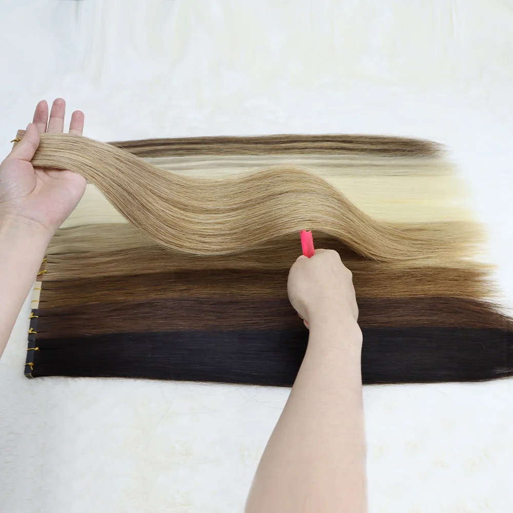 Invisible Tape in Hair Human Extension Natural Remy Tape in European 18 to 22 Seamless Skin Weft Real Human Hair Extension