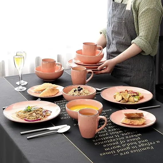 Wholesale Luxury High Quality Custom Reaction Glaze Plate Set Porcelain Dinner Set Family Party Gift Ceramic Dinnerware Set