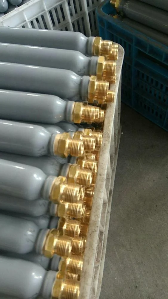 Filled/empty Co2 cartridge PVC coated 55grm 75grm 115grm 150grm for fire extinguisher with BS thread