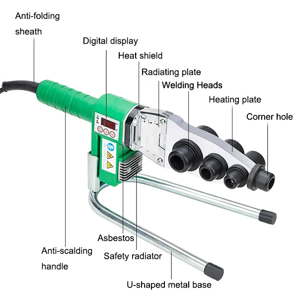 Digital Display Water Pipe Welder High Power Temperature Adjustable Hot Melter 20-32mm 1600w Household Pe Melt Machine