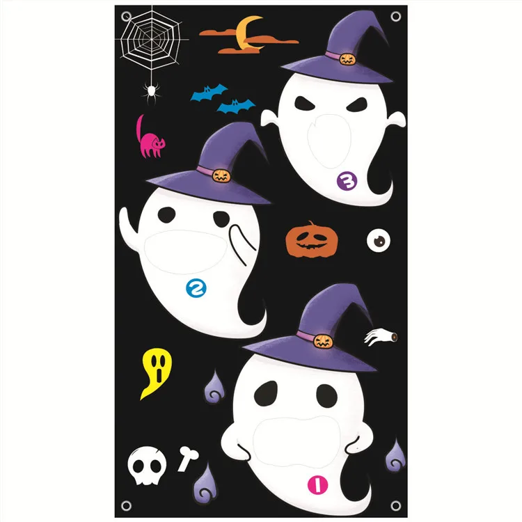 Halloween Sandbag Game Throwing Game Halloween Door Curtain Low Price Hand Satin Material Flag Banner For Sale