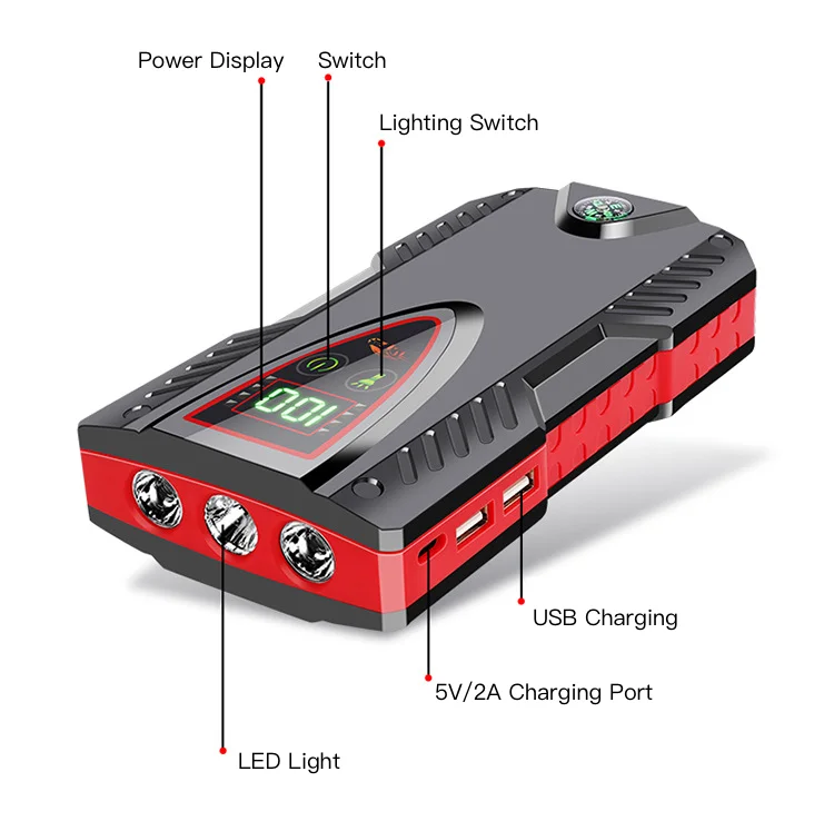 Multi-function Battery Portable 12v Car Jump Starter 99800mah Portable Battery Charger Car Starting Device Emergency Tool