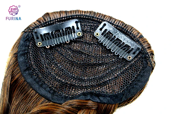 Light brown hairpiece brazilian clip in hair extension Beautiful side part soft synthetic braid for bride