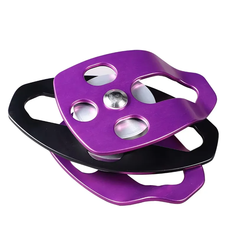 Custom High Efficiency Rescue Pulley Outdoor Climbing Pulley Block Aviation Aluminum Alloy Climbing Double Pulley