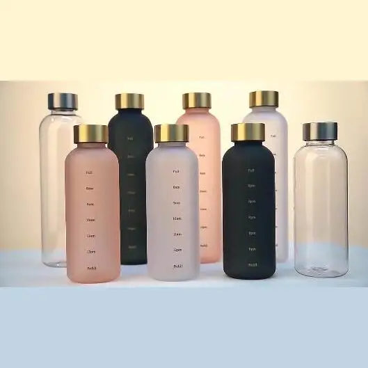 Factory wholesale low price 1000ml 32 oz motivational frosted  water bottles high quality plastic water bottle