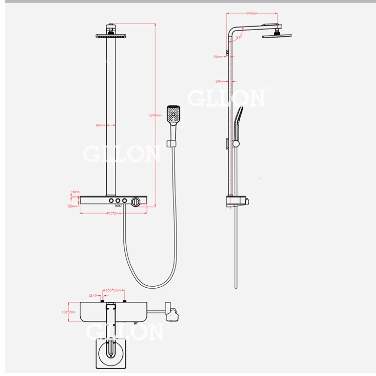
High experience China manufacturer L shaped shower bathroom shower set column panel wall mount Spa Shower system 