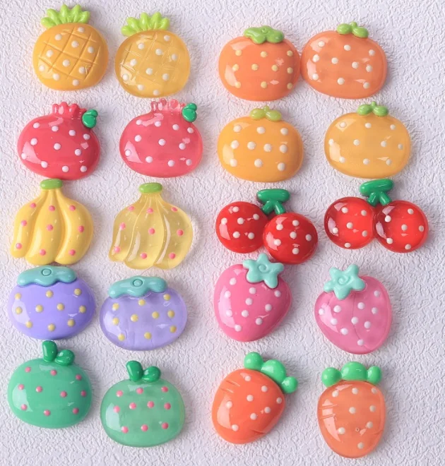nail kawaii resin charm food cabochon flatback cherry strawberry pineapple banana pitaya eggplant persimmon orange fruit carrot