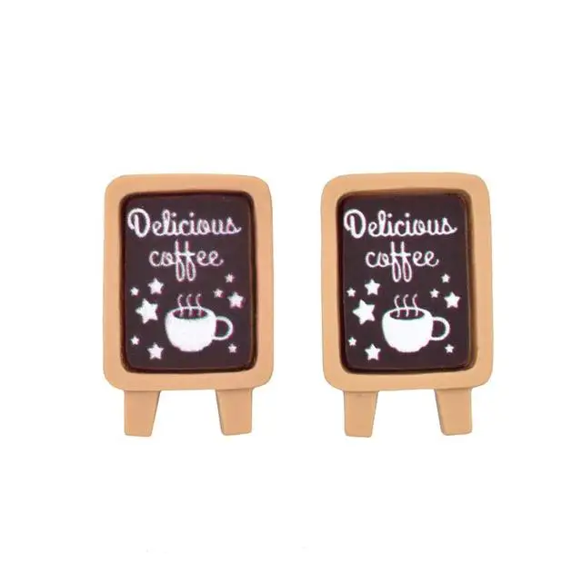  Resin Play Coffee Cup Dollhouse Dessert Signboard Ornaments Phone Shell Decoration