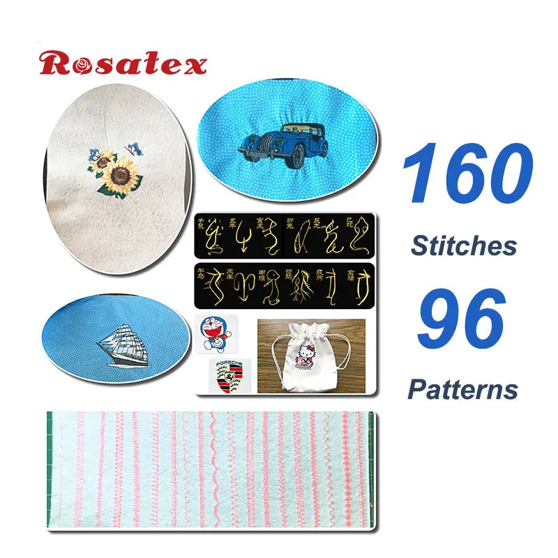 ROSATEX ES5 Seven inch color touch screen mini electronic sewing embroidery machine home sale sewing machine