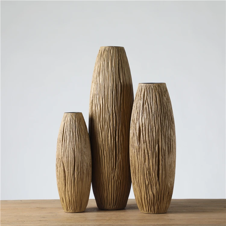 Wholesale home decor minimalism style innovative carved resin flower vase table top vase for decoration