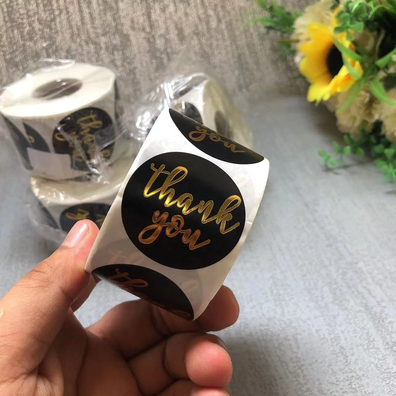 Роскошная самоклеящаяся Бумажная Этикетка из золотой фольги наклейки для упаковки малого бизнеса
