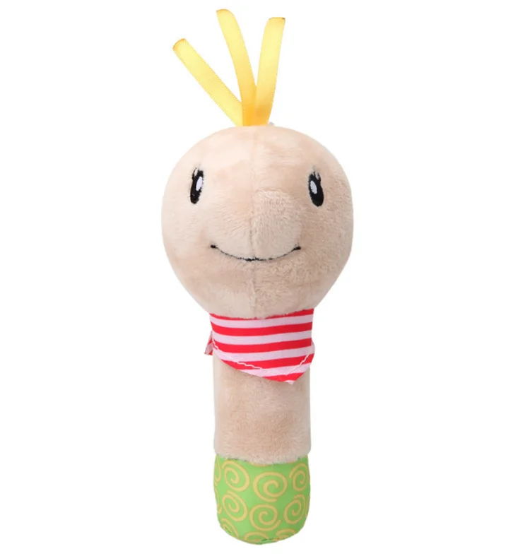 BBSky Stuffed Animal Baby Soft Plush Hand Rattle Squeaker Stick toy