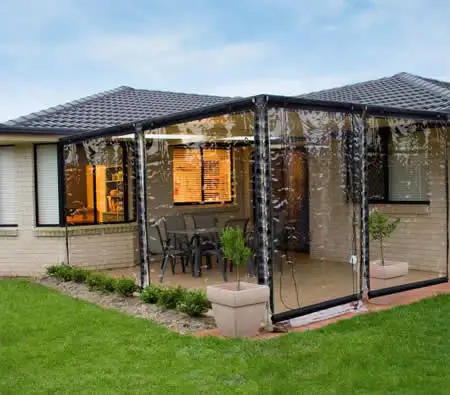 10 X 10FT Outdoor Clear Tarp Curtain Waterproof Wind-Proof 24 Mil Transparent Vinyl Tarp