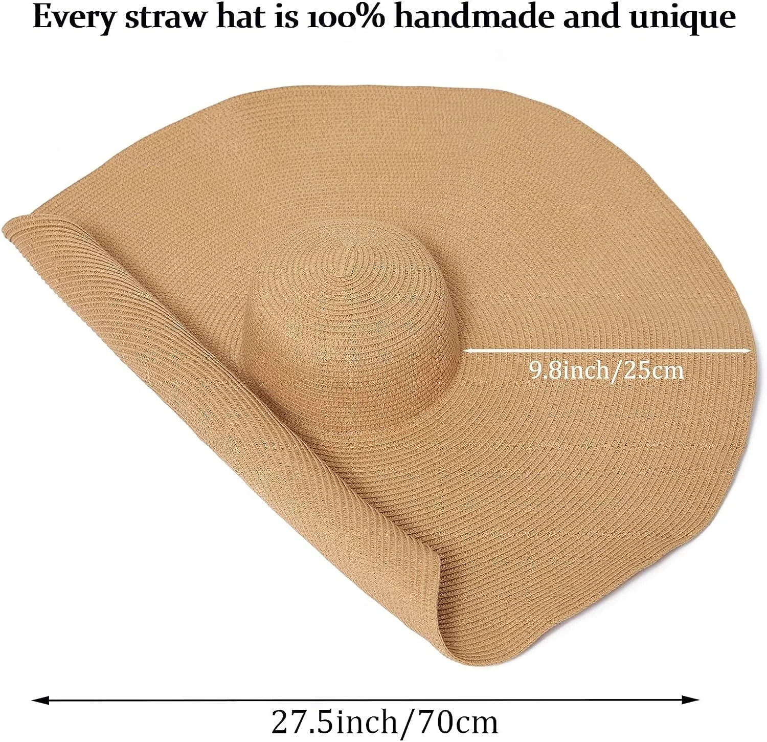 Oversized Beach Straw Hat for Women Fashion Large Wide Brim Visor Hats Handmade Roll Up Floppy Sun Hat for Summer Beach