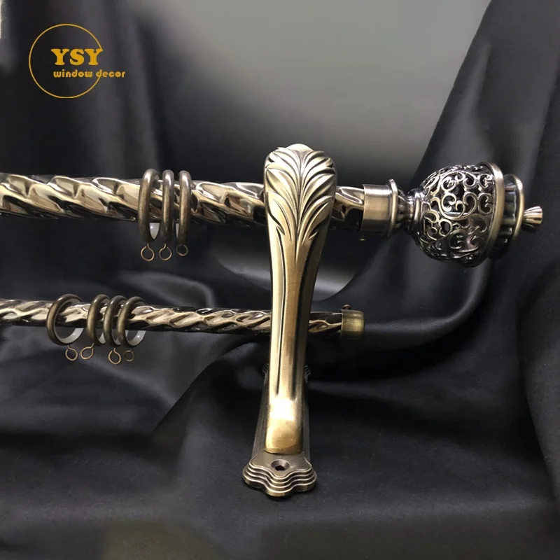 Wholesale Price New Design Metallic Antique Brass Curtain Poles Rods Accessories