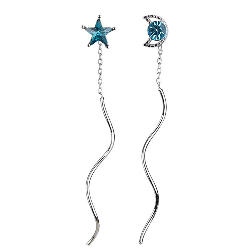 Factory Hot Sale Korean Fashion Zirconia Moon And Star Hoop Earring For Woman