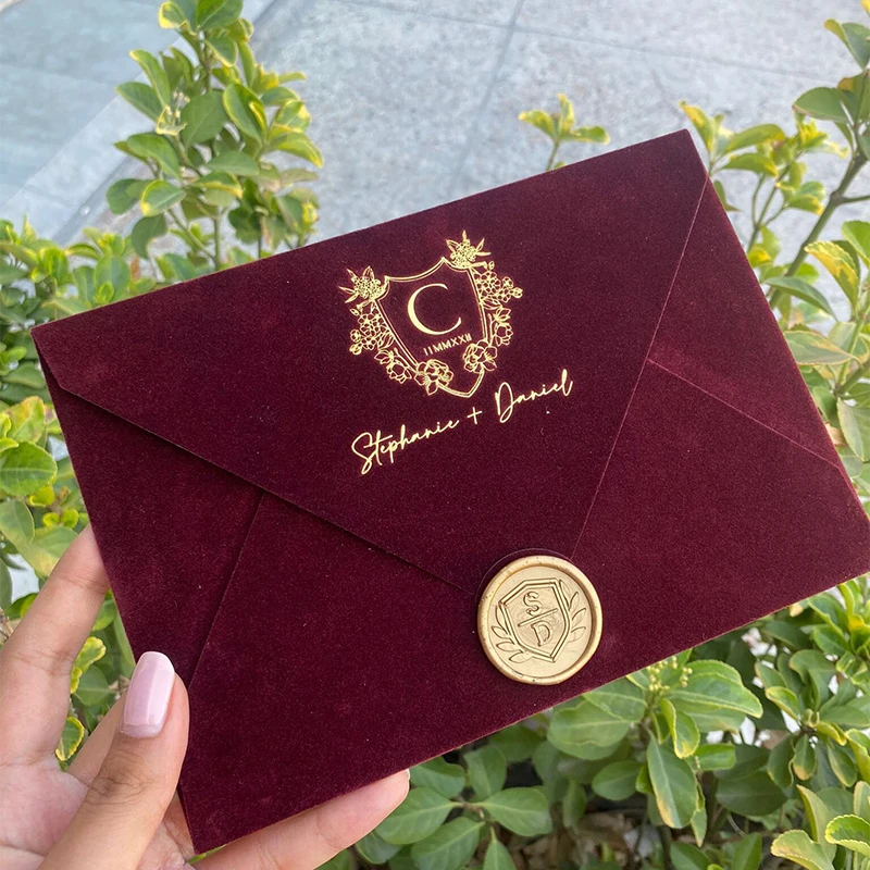 Custom Printed Logo High Grade Luxurious Envelopes Velvet Envelopes for business
