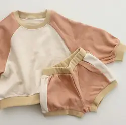 Новинка Весна 2021, удобный детский костюм с шортами с длинным рукавом