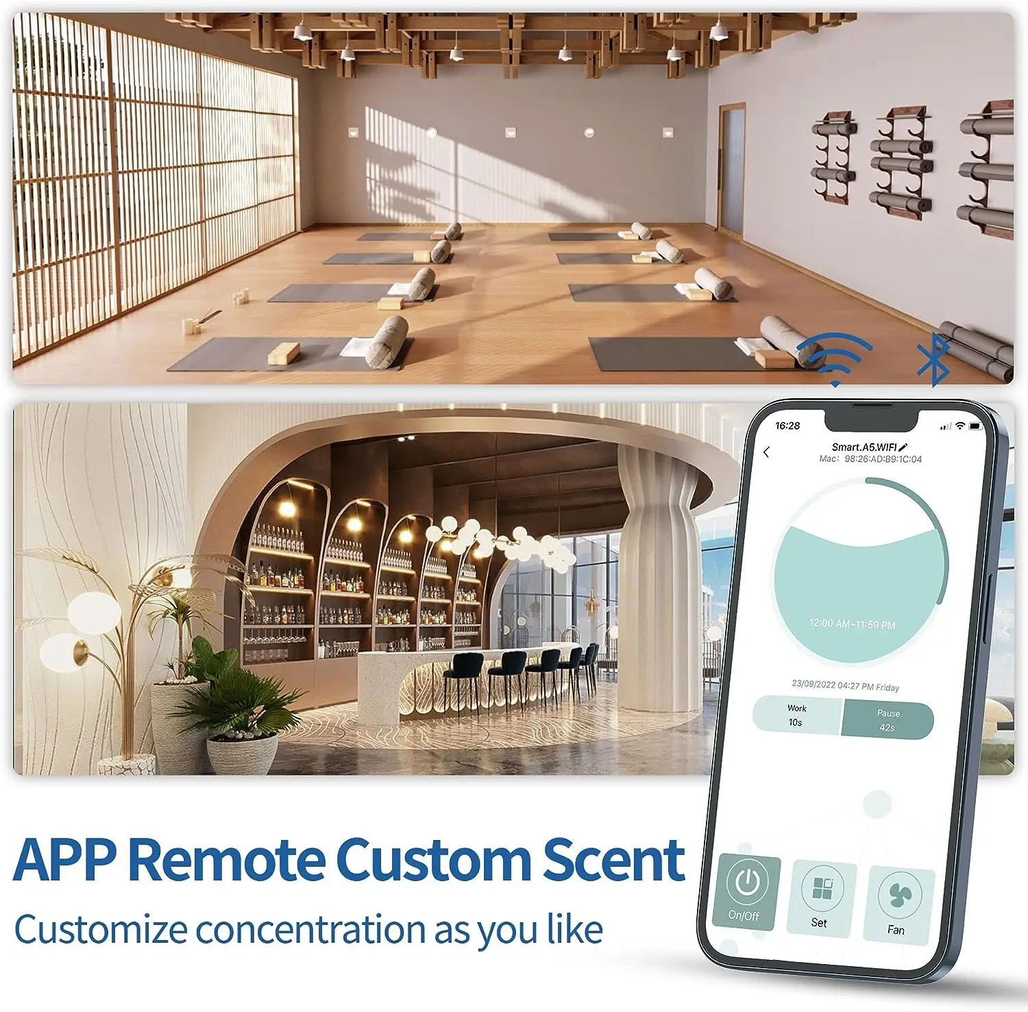 Smart 2500 sq. ft Coverage Waterless Diffuser Essential Oil Diffuser Hotel Scent Diffuser Cold Air Nebulizer for Large Room