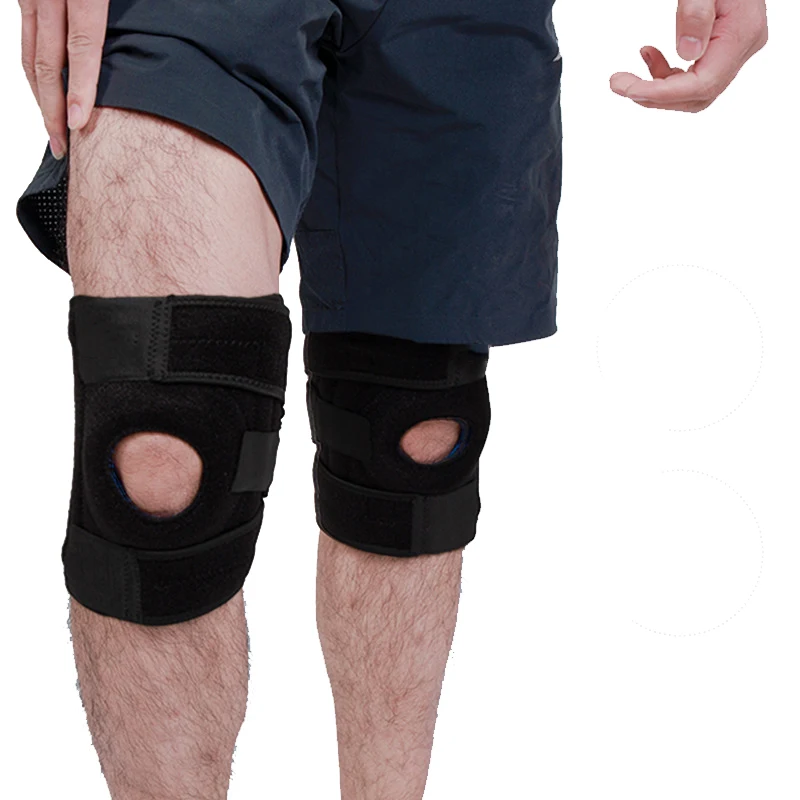Breathable Neoprene Open Patella Knee Brace Support Injury Recovery with Adjustable Strapping