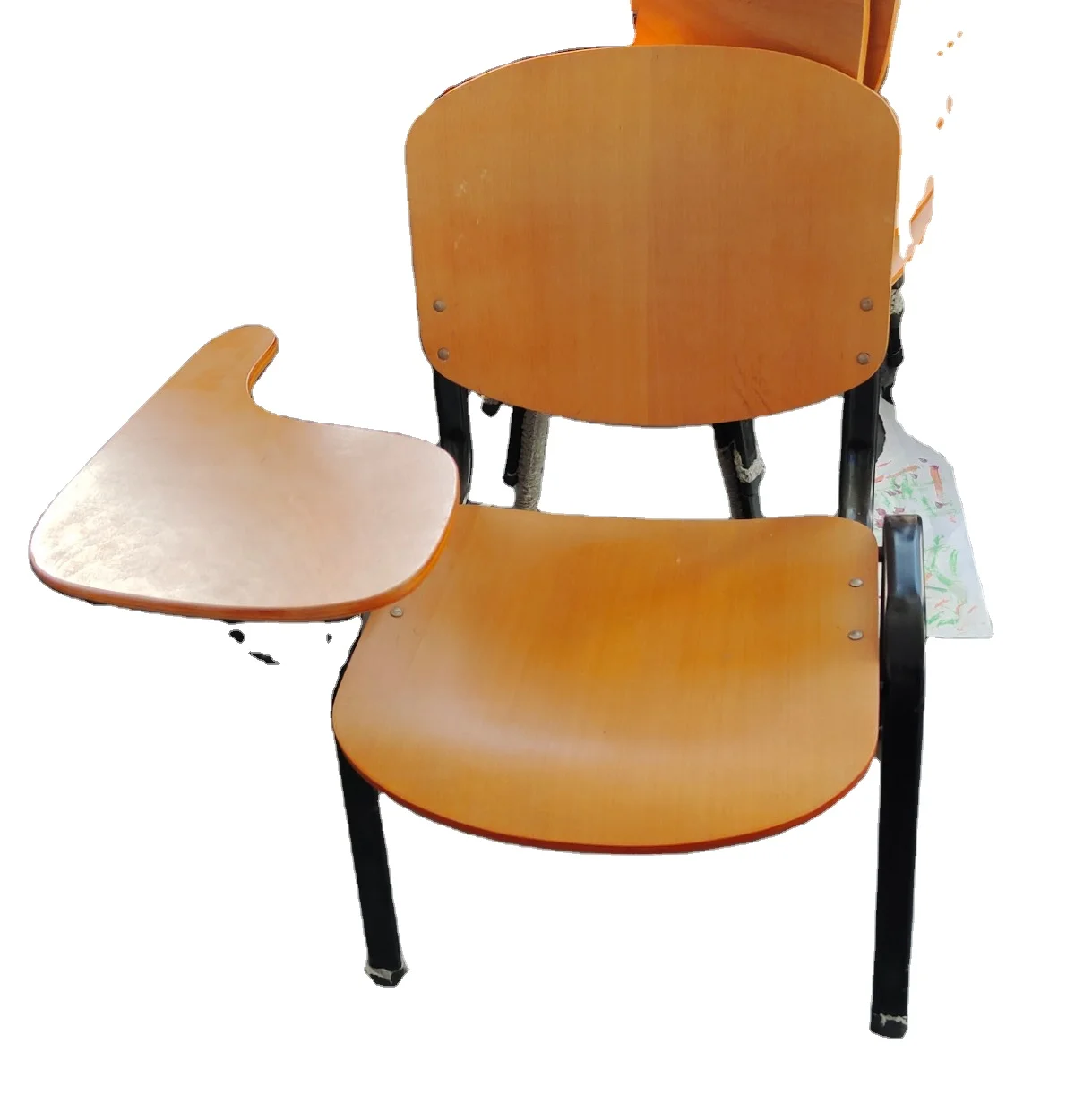 Comfortable Folding  School Student Study Chair with Writing Armrest Tablet Pad Popular  training chair for meeting room