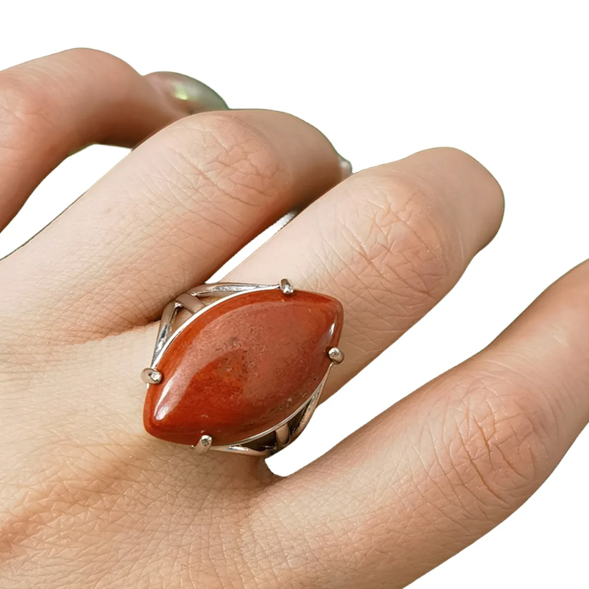 Wholesale Vintage Horse Eye Jewelry Rings For Women with Natural Red Jasper Colored Stone Wedding Jewelry Rings