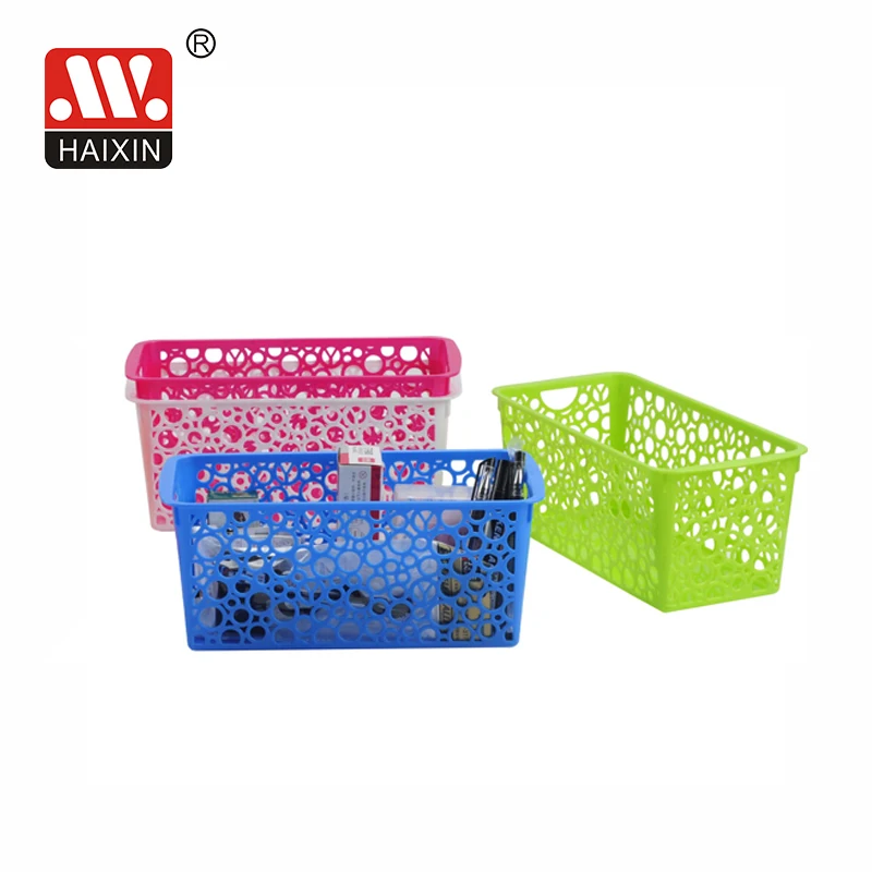 Haixing Wholesale Plastic Durable Pp Hollow Storage Basket With Handle For Home Use