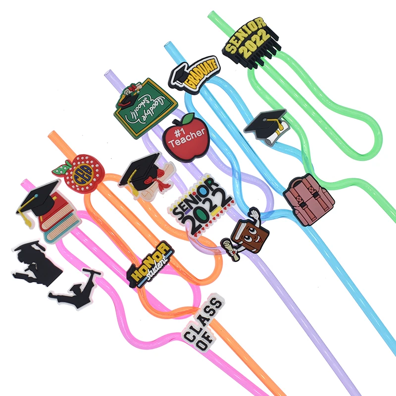 graduation party accessories wholesale new silicone straw topper charm drinking topper charms graduation straw topper