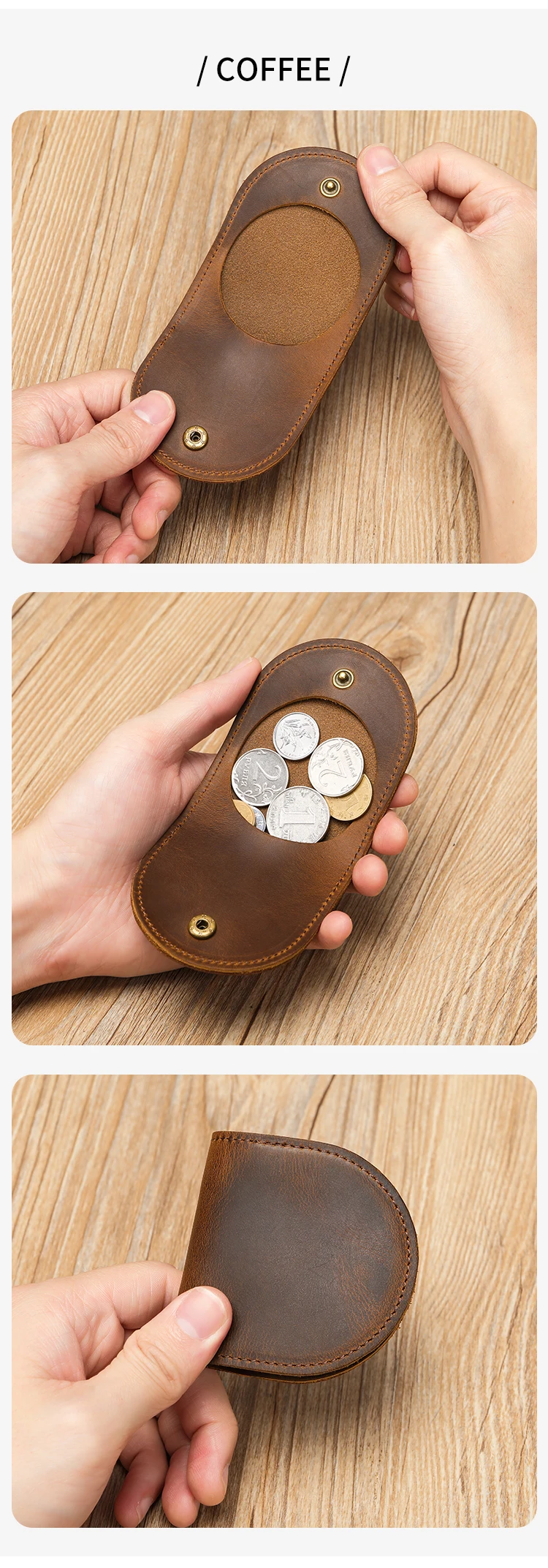 British Style Handy Coin Wallet Crazy Horse Leather Cowhide Fabric Wallet Secure Anti-theft Coin Wallet