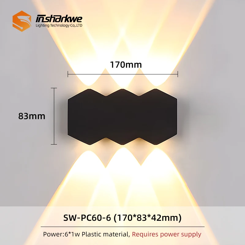 2024 Garden Waterproof 4w 6w 8w Black Modern Outdoor Indoor LED Wall Light For Home Bathroom Living Room up and down wall lamps