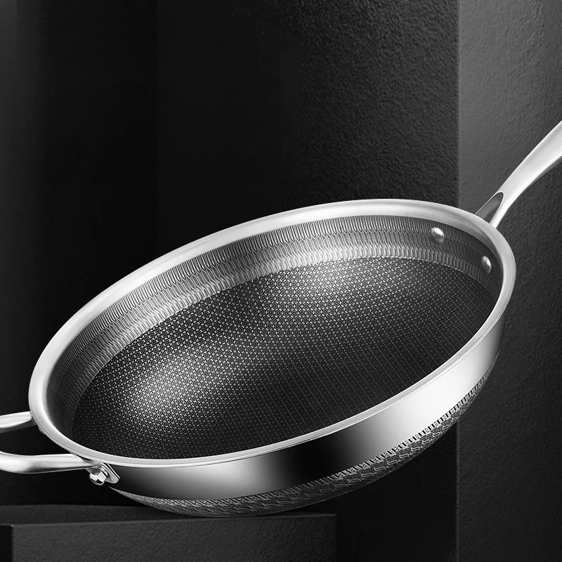Healthy Cooking Tool Stainless Steel Wok  Large Capacity  High-Quality
