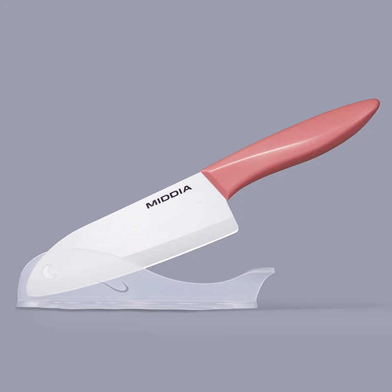 Santoku Knife White Blade Advanced Ceramic Kitchen Professional Chef Knives With Cover Sheath 5.5 Inch