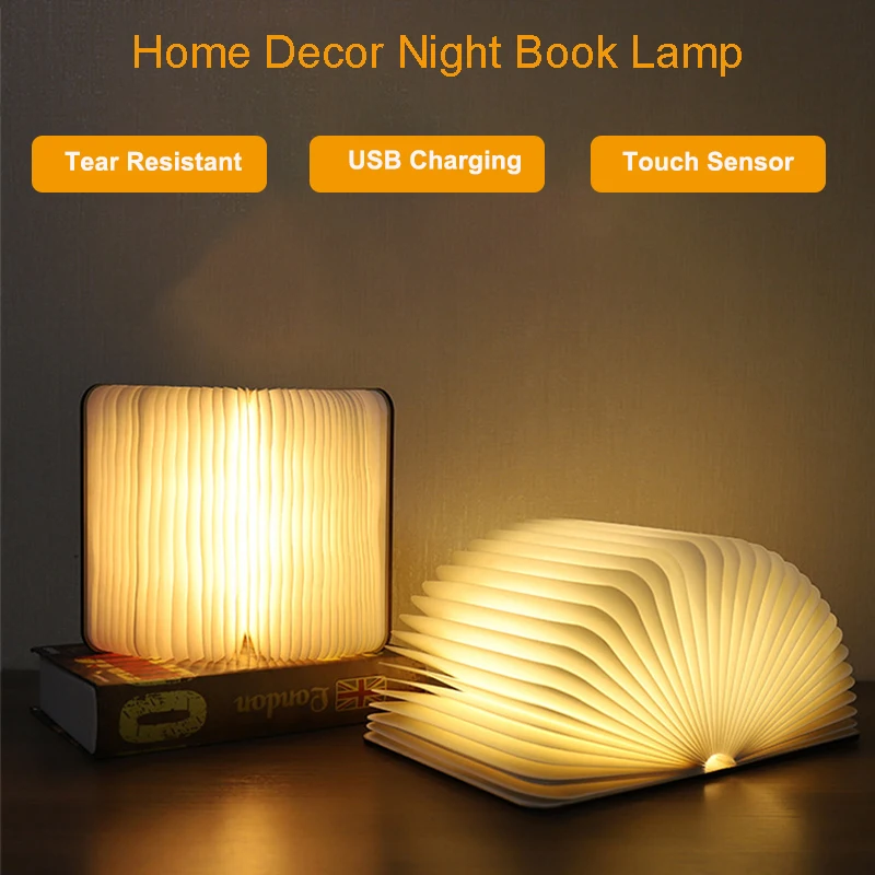 
5 Colors Folding Night Light Portable Desk Light Wooden Table Book Light 