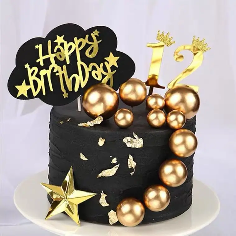 disco mirror ball  Cake Decorations Black Gold & Blue cake decorating supplies for Kids & Adults Christmas Baby Occasions
