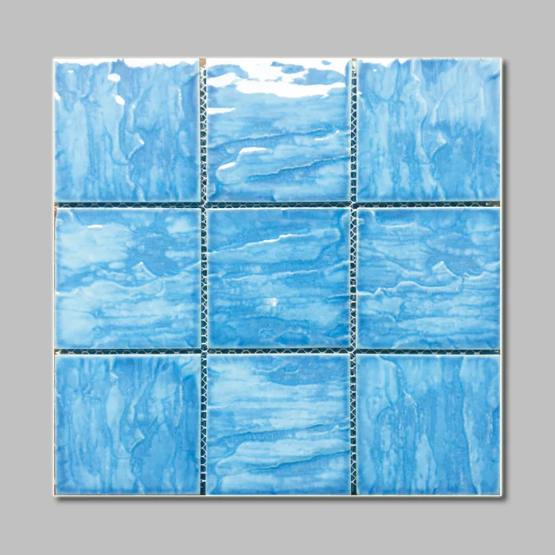The price of 97x97mm square light blue ceramic swimming pool mosaic tiles