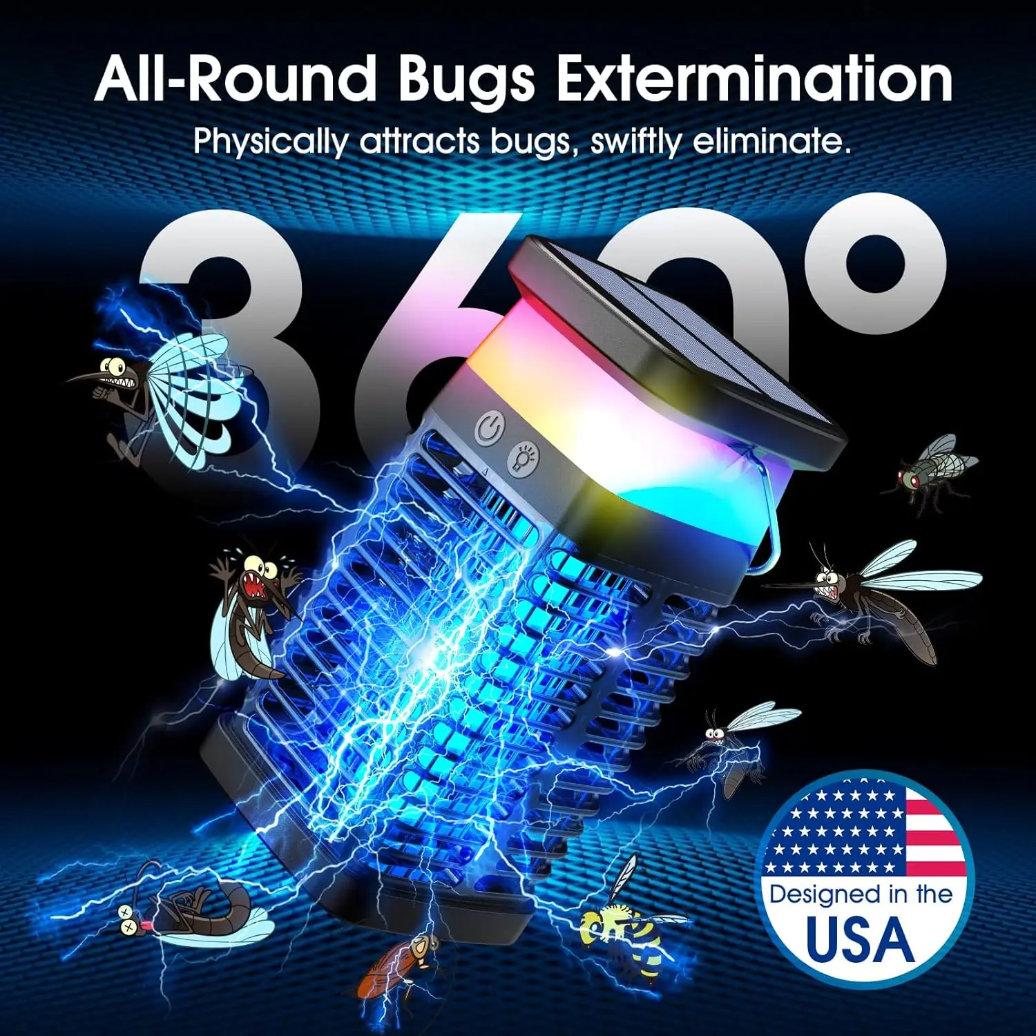 Bug Zapper Outdoor Catcher Fly Traps Zapper Mosquito Killing Lamp Flying insects Flies Moths UV light generates