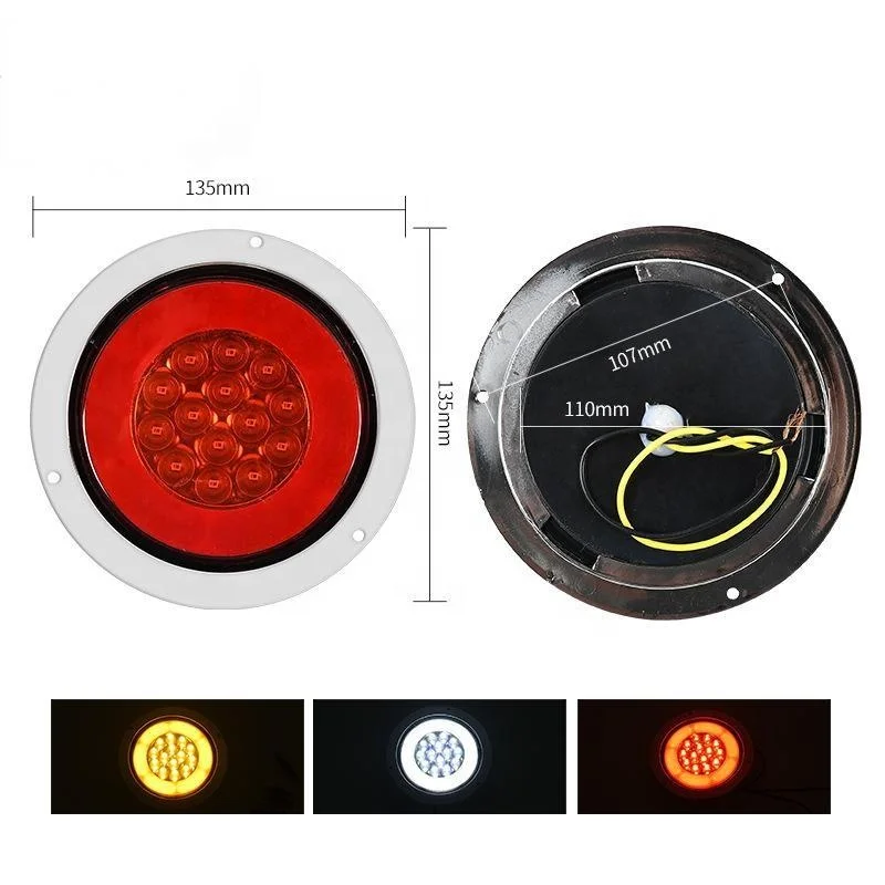 Заводская поставка, 24 В, 4 дюйма, светодиодный круглый задний фонарь для грузовика, прицепа, грузовика, трактора с металлическим/хромированным/резиновым кольцом