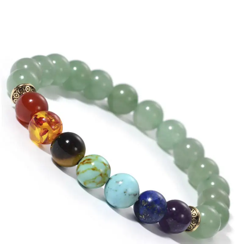 Healing Crystals Bracelet 7 Chakra Semi Precious Natural Crystal Stone Beaded Bracelets Yoga Reiki Amethyst Stretch Bracelets