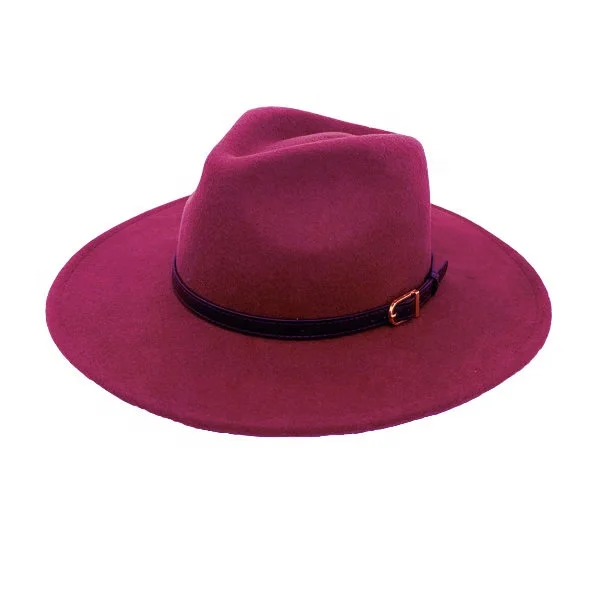 
Winter Vintage Women Wide Brim PU Rope Decoration Church Wool Felt Fedora Hat 