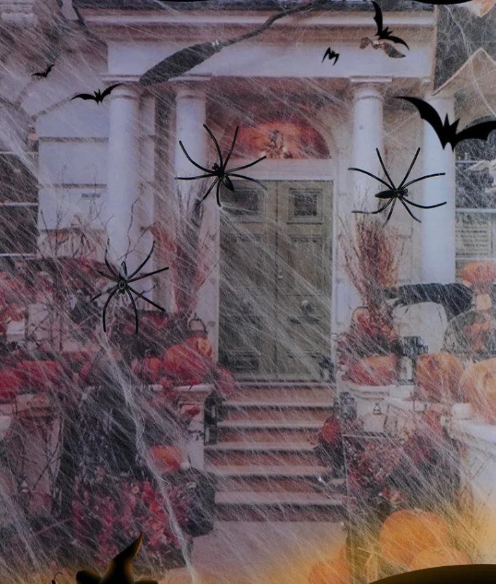 20g/pack Spider Webs Halloween Decorations with plastic Spiders Stretch Cobwebs for Indoor and Outdoor Party Supplies