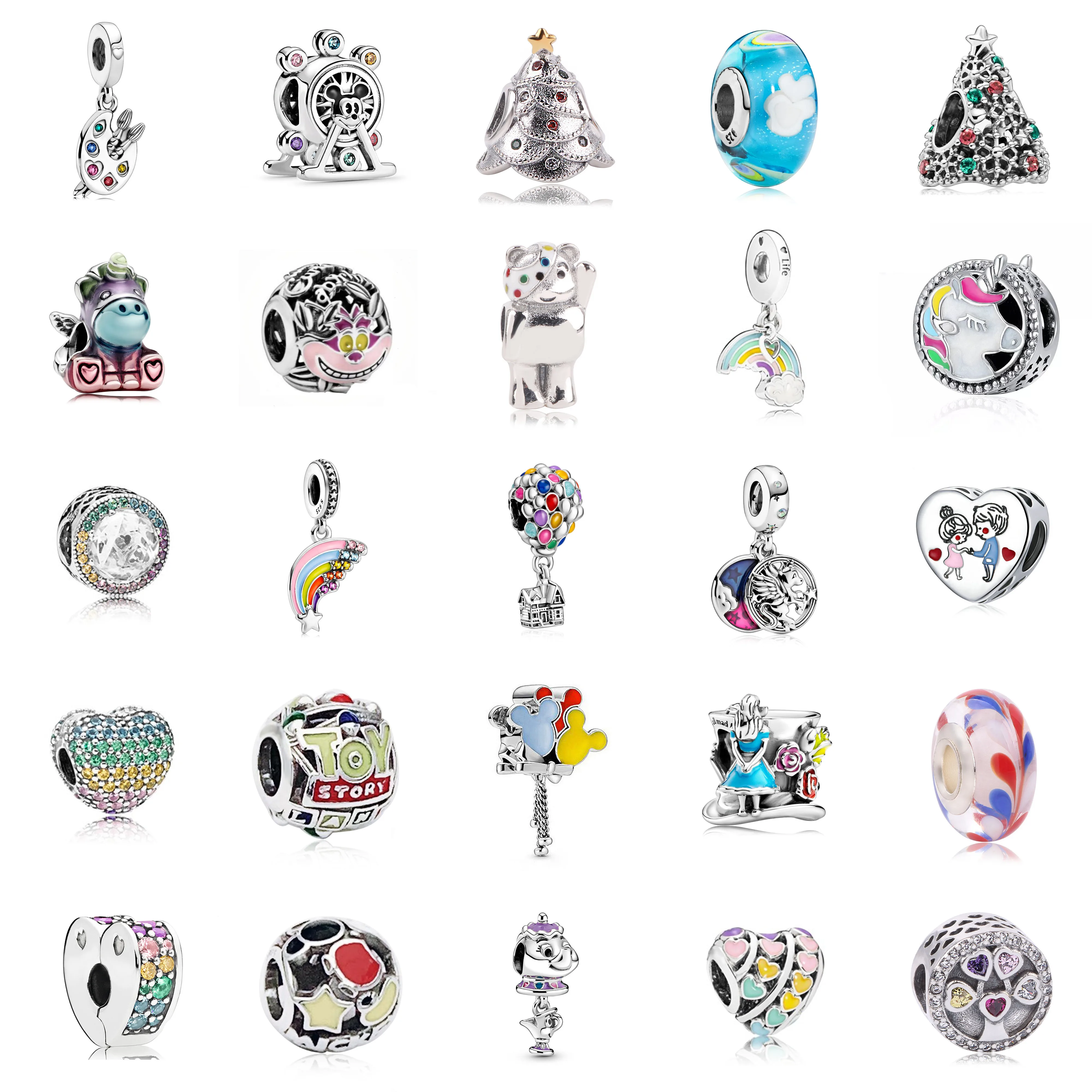 2021 New arrival high quality 925 sterling silver jewelry rainbow charms fit pandora bracelet making diy charms heart beads