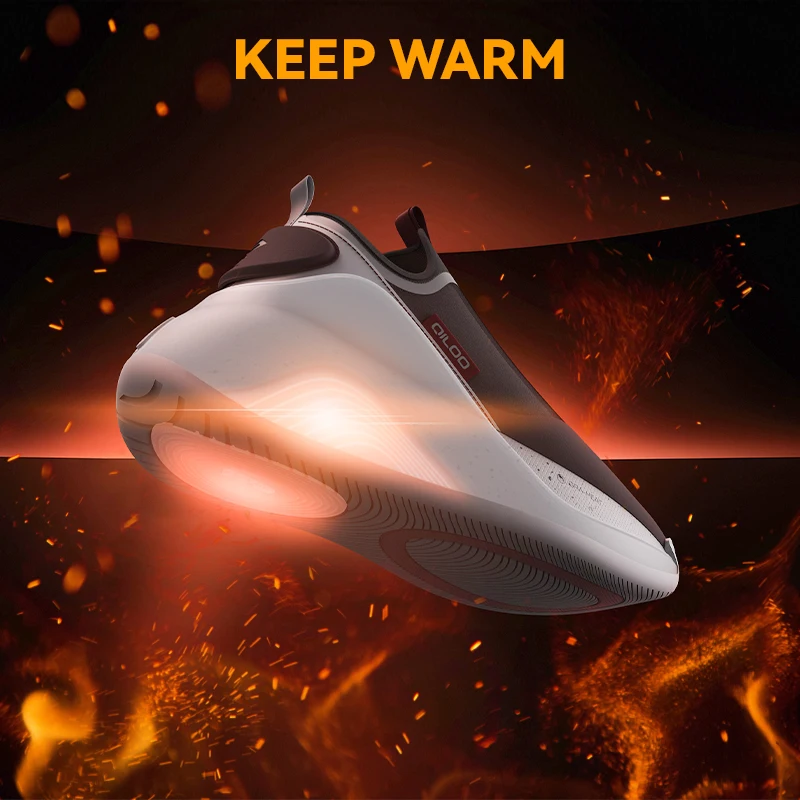 QILOO Trendy Unisex Smart Heating Shoes for Autumn Winter Graphene Technology Warming Leather Shoes with Rubber Insole Men Women