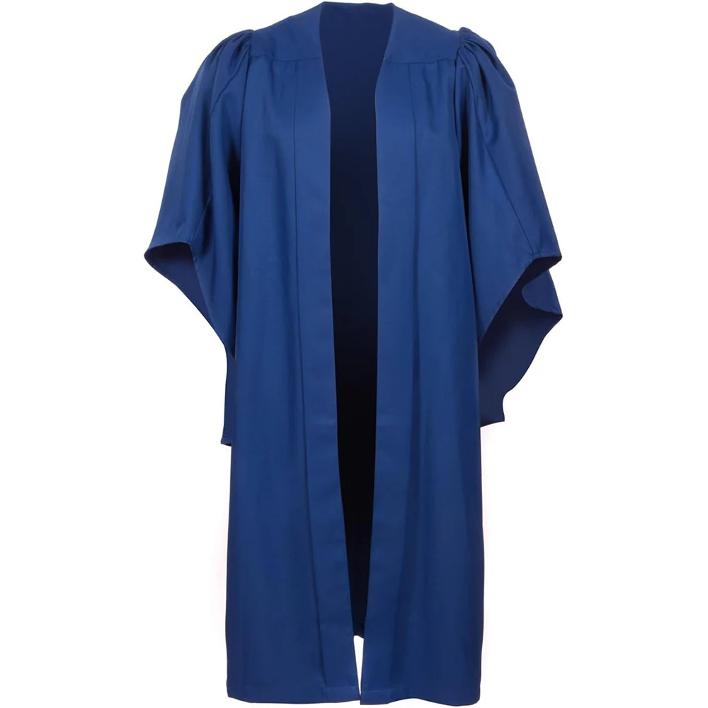 Wholesale Unisex Fluted Royal Blue Graduation Gown Academic Bachelor Ceremony Costume for Adult University graduation dress