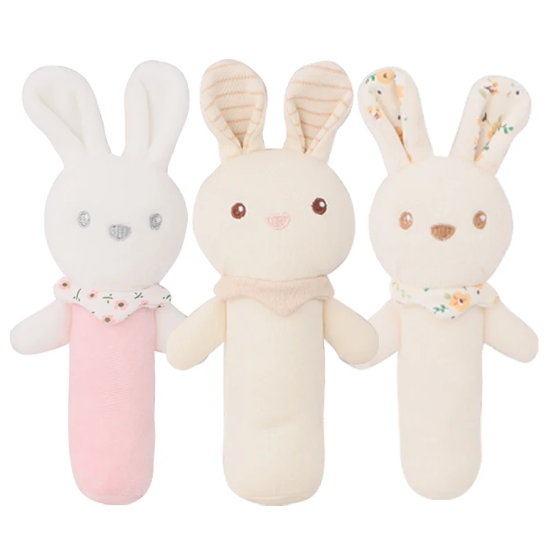 Newborn Infant Animal Shape Rattle Stick Soft Plush Rabbit Elephant Stuffed Toys Baby Rattle Toy