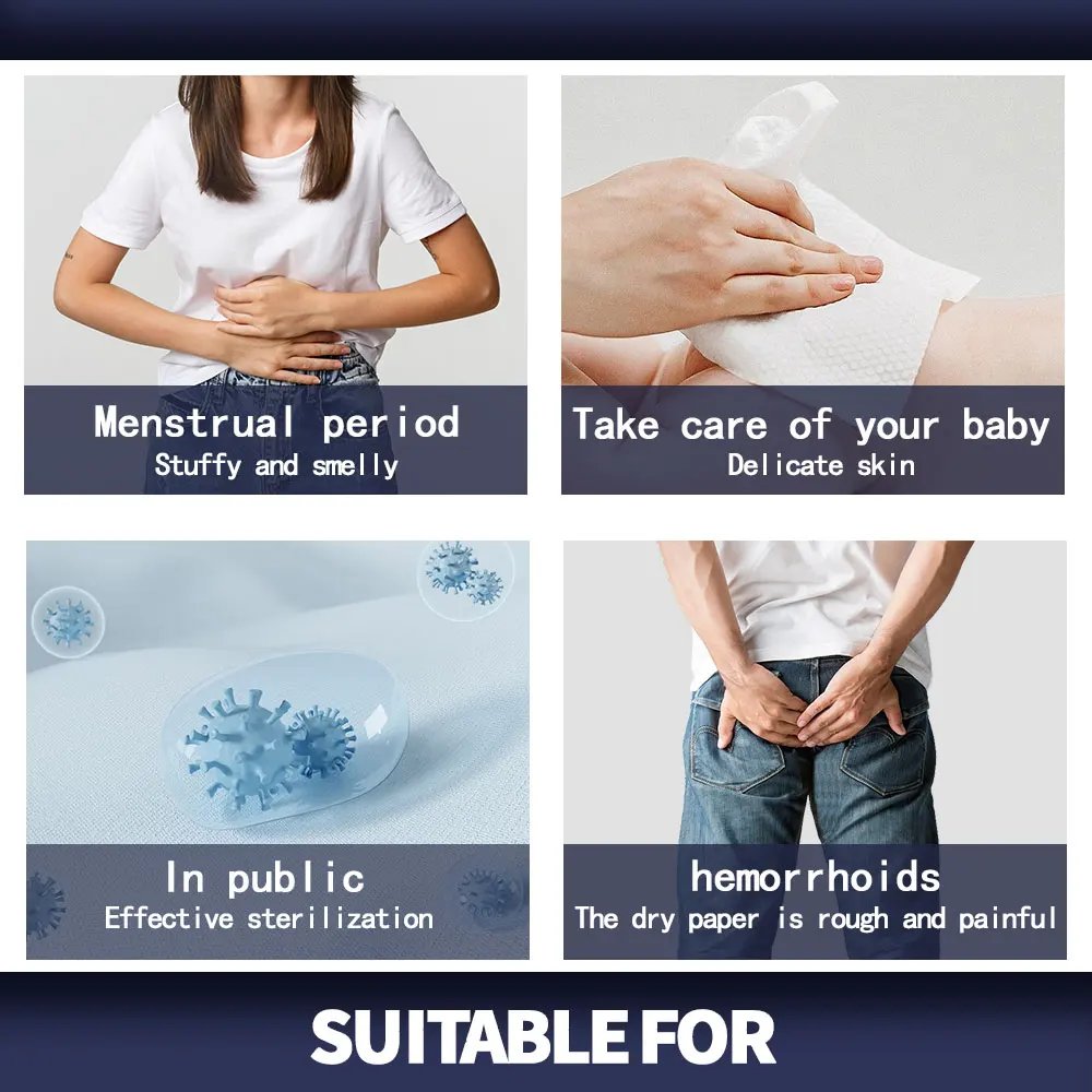 New design 100% cotton Customized 80pcs Hygiene Butt Cleaning Tissue Biodegradable Toilet Wipes for Toilet